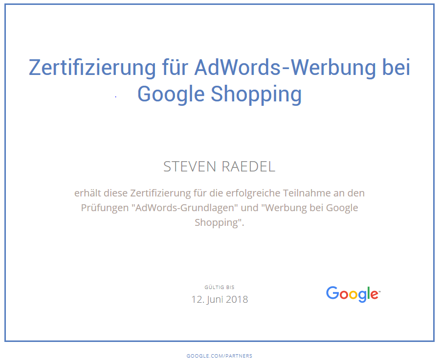 Werbung bei Google Shopping Steven Raedel